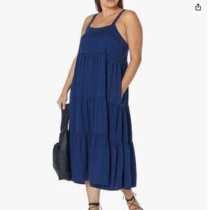 The Drop “Britt” Tiered Maxi Tent Dress – Navy